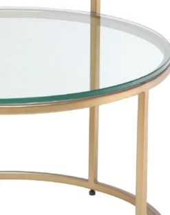 Casa Padrino Luxus Beistelltisch Messingfarben Ø 50 x H. 57 cm - Runder Edelstahl Tisch mit gehärteten Glasplatten - Luxus Qualität