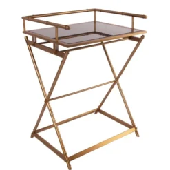 Casa Padrino Luxus Beistelltisch mit abnehmbarem Tablett Gold 60 x 50 x H. 85 cm - Butlertisch - Luxus Möbel