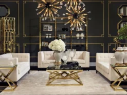 Casa Padrino Luxus Beistelltisch in Edelstahl Gold Finish, 65 x 50 x H 60 cm - Moderner Design Tisch