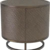 Casa Padrino Luxus Beistelltisch Bronze Ø 55 x H. 50,5 cm - Runder Eichenfurnier Tisch mit Edelstahl Gestell - Luxus Wohnzimmermöbel