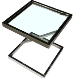Casa Padrino Luxus Beistelltisch Silber 45 x 45 x H. 50 cm - Edelstahl Tisch mit Glasplatte - Wohnzimmermöbel