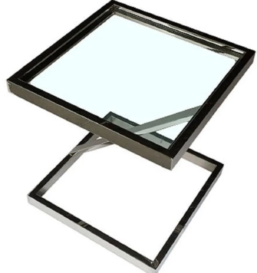 Casa Padrino Luxus Beistelltisch Silber 45 x 45 x H. 50 cm - Edelstahl Tisch mit Glasplatte - Wohnzimmermöbel