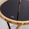 Casa Padrino Luxus Beistelltisch Gold / Schwarz Ø 35 x H. 90 cm - Runder Edelstahl Blumentisch mit getönten Glasplatten - Wohnzimmer Möbel - Luxus Möbel