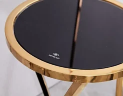 Casa Padrino Luxus Beistelltisch Gold / Schwarz Ø 35 x H. 90 cm - Runder Edelstahl Blumentisch mit getönten Glasplatten - Wohnzimmer Möbel - Luxus Möbel