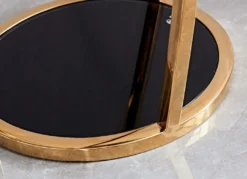 Casa Padrino Luxus Beistelltisch Gold / Schwarz Ø 35 x H. 90 cm - Runder Edelstahl Blumentisch mit getönten Glasplatten - Wohnzimmer Möbel - Luxus Möbel