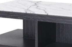 Casa Padrino Luxus Beistelltisch Weiß / Lila / Anthrazitgrau 92 x 50 x H. 48 cm - Massivholz Tisch mit Marmorplatte - Wohnzimmer Möbel - Luxus Möbel