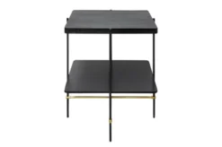 Casa Padrino Luxus Beistelltisch Gold / Schwarz 60 x 50 x H. 80 cm - Hoher rechteckiger Beistelltisch mit gebürstetem Edelstahlgestell und schwarzen Eichenfurnier Flächen - Luxus Möbel