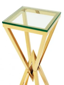Casa Padrino Luxus Beistelltisch Säule aus Edelstahl in Gold Finish 35 x 35 x H 101 cm