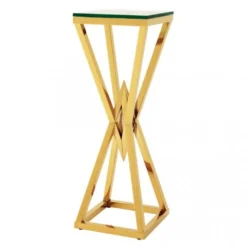 Casa Padrino Luxus Beistelltisch Säule aus Edelstahl in Gold Finish 35 x 35 x H 101 cm