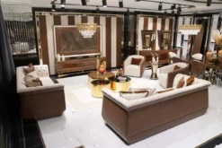 Casa Padrino Luxus Beistelltisch Braun / Grau / Gold - Verspiegelter 8 eckiger Massivholz Tisch - Wohnzimmer Möbel - Wohnzimmer Einrichtung - Luxus Möbel - Luxus Einrichtung - Luxus Qualität