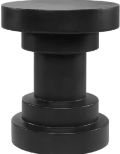 Casa Padrino Luxus Beistelltisch / Hocker Schwarz Ø 38 x H. 45 cm - Runder Glasfaserverstärkter Tisch / Sitzhocker - Wohnzimmer Möbel - Luxus Möbel - Luxus Kollektion