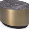 Casa Padrino Luxus Beistelltisch Grau / Messingfarben / Schwarz 65 x 48 x H. 38,5 cm - Ovaler Edelstahl Tisch mit Marmorplatte - Luxus Wohnzimmer Möbel - Luxus Qualität
