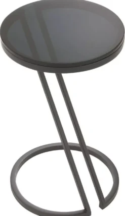 Casa Padrino Luxus Beistelltisch Rotguss / Grau Ø 36 x H. 60 cm - Edelstahl Tisch mit Glasplatte - Wohnzimmer Möbel - Luxus Möbel - Luxus Einrichtung - Luxus Interior