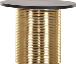 Casa Padrino Luxus Beistelltisch Schwarz / Gold Ø 50 x H. 40 cm - Runder pulverbeschichteter und galvanisierter Metall Tisch - Wohnzimmer Möbel