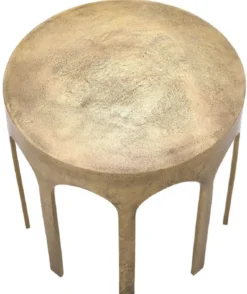 Casa Padrino Luxus Beistelltisch Vintage Messing Ø 55 x H. 50 cm - Runder Aluminium Tisch - Aluminium Möbel - Wohnzimmer Möbel - Luxus Möbel - Luxus Einrichtung - Wohnzimmer Einrichtung