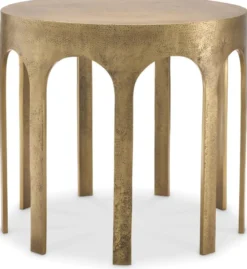 Casa Padrino Luxus Beistelltisch Vintage Messing Ø 55 x H. 50 cm - Runder Aluminium Tisch - Aluminium Möbel - Wohnzimmer Möbel - Luxus Möbel - Luxus Einrichtung - Wohnzimmer Einrichtung