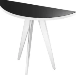 Casa Padrino Luxus Beistelltisch Silber / Schwarz 100 x 35 x H. 81 cm - Edelstahl Tisch mit Glasplatte - Luxus Wohnzimmer Möbel