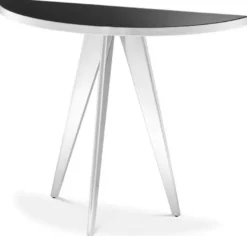 Casa Padrino Luxus Beistelltisch Silber / Schwarz 100 x 35 x H. 81 cm - Edelstahl Tisch mit Glasplatte - Luxus Wohnzimmer Möbel