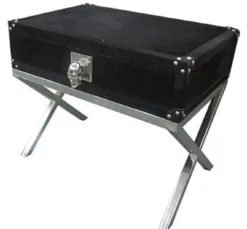 Casa Padrino Luxus Beistelltisch mit Schublade Schwarz / Silber 60 x 40 x H. 50 cm - Wohnzimmermöbel