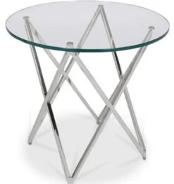 Casa Padrino Luxus Beistelltisch Silber Ø 60 x H. 55 cm - Runder Edelstahl Tisch mit Glasplatte - Luxus Möbel