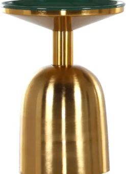Casa Padrino Luxus Beistelltisch Grün / Gold Ø 38 x H. 52 cm - Runder emaillierter und galvanisierter Metall Tisch - Wohnzimmer Möbel
