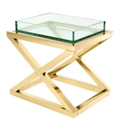 Casa Padrino Luxus Beistelltisch / Wohnzimmertisch Gold 61 x 48 x H. 58,5 cm - Hotel Möbel