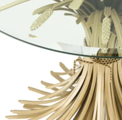 Casa Padrino Luxus Beistelltisch Antik Gold Ø 90 x H. 70 cm - Runder Designer Beistelltisch mit abgeschrägter Tischplatte