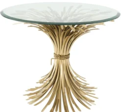 Casa Padrino Luxus Beistelltisch Antik Gold Ø 90 x H. 70 cm - Runder Designer Beistelltisch mit abgeschrägter Tischplatte