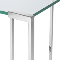 Casa Padrino Luxus Beistelltisch Silber 45 x 45,5 x H. 56,5 cm - Edelstahl Tisch mit Glasplatte - Luxus Wohnzimmer Möbel