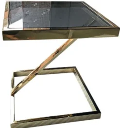 Casa Padrino Luxus Beistelltisch Gold / Schwarz 45 x 45 x H. 50 cm - Edelstahl Tisch mit getönter Glasplatte