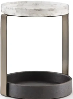 Casa Padrino Luxus Beistelltisch Weiß / Messingfarben / Anthrazitgrau 40 x 35 x H. 48 cm - Moderne Wohnzimmer Möbel - Luxus Kollektion
