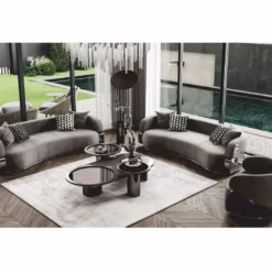 Casa Padrino Luxus Beistelltisch mit Glasplatte Bronze / Dunkelgrau H. 50 cm - Luxus Möbel