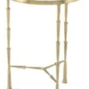 Casa Padrino Luxus Beistelltisch Bambus Design Gold Finish / weißer Marmor 46 x 46 x H 66 cm - Hotel Collection