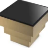 Casa Padrino Luxus Beistelltisch Messingfarben / Schwarz 55 x 55 x H. 45 cm - Quadratischer Edelstahl Tisch mit Glasplatte - Wohnzimmer Möbel - Luxus Möbel