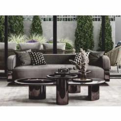 Casa Padrino Luxus Beistelltisch mit Glasplatte Bronze / Grau H. 50 cm - Luxus Möbel
