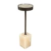 Casa Padrino Luxus Beistelltisch Ø 21 x H. 64 cm - Runder Onyx Tisch mit Edelstahl Fuß - Luxus Möbel
