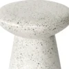 Casa Padrino Luxus Beistelltisch / Hocker Weiß Ø 50 x H. 47 cm - Runder Beton Tisch / Sitzhocker - Wohnzimmer Möbel - Luxus Möbel - Beton Möbel - Luxus Einrichtung - Wohnzimmer Einrichtung