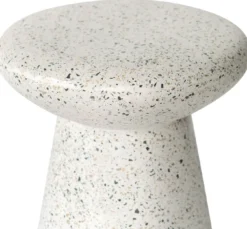 Casa Padrino Luxus Beistelltisch / Hocker Weiß Ø 50 x H. 47 cm - Runder Beton Tisch / Sitzhocker - Wohnzimmer Möbel - Luxus Möbel - Beton Möbel - Luxus Einrichtung - Wohnzimmer Einrichtung