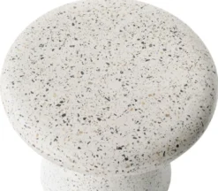 Casa Padrino Luxus Beistelltisch / Hocker Weiß Ø 50 x H. 47 cm - Runder Beton Tisch / Sitzhocker - Wohnzimmer Möbel - Luxus Möbel - Beton Möbel - Luxus Einrichtung - Wohnzimmer Einrichtung