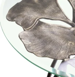 Casa Padrino Luxus Beistelltisch Vintage Messing Ø 58 x H. 56,5 cm - Runder Aluminium Tisch mit Glasplatte - Luxus Möbel - Wohnzimmer Möbel - Hotel Möbel - Luxus Einrichtung