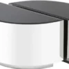 Casa Padrino Luxus Beistelltisch Set Silber / Schwarz - 2 halbkreisförmige Edelstahl Tische mit abgeschrägten Glasplatten - Luxus Wohnzimmer Möbel