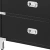 Casa Padrino Luxus Beistelltisch mit 3 Schubladen Schwarz 71 x 40,5 x H. 74 cm - Wohnzimmermöbel