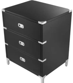 Casa Padrino Luxus Beistelltisch mit 3 Schubladen Schwarz 71 x 40,5 x H. 74 cm - Wohnzimmermöbel
