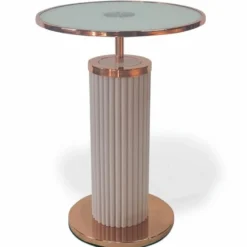Casa Padrino Luxus Beistelltisch mit Glasplatte Grau / Kupfer H. 57 cm - Luxus Möbel