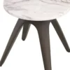 Casa Padrino Luxus Beistelltisch Mokka / Weiß-Flieder Ø 40 x H. 41 cm - Runder Mahagoni Tisch mit Marmorplatte - Wohnzimmer Möbel - Luxus Möbel