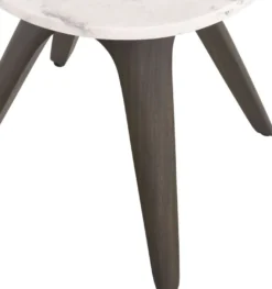Casa Padrino Luxus Beistelltisch Mokka / Weiß-Flieder Ø 40 x H. 41 cm - Runder Mahagoni Tisch mit Marmorplatte - Wohnzimmer Möbel - Luxus Möbel