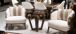 Casa Padrino Luxus Beistelltisch Braun / Gold - Runder Massivholz Beistelltisch - Wohnzimmer Möbel - Hotel Möbel - Luxus Möbel