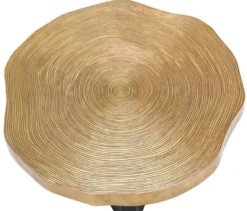 Casa Padrino Luxus Beistelltisch Messingfarben / Schwarz Ø 63,5 x H. 50,5 cm - Luxuriöser Beistelltisch mit Tischplatte im Baumscheiben Design