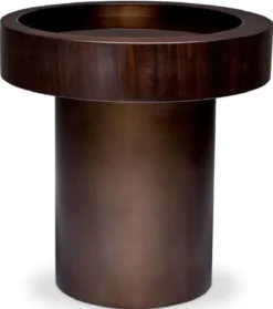 Casa Padrino Luxus Beistelltisch Dunkelbraun Hochglanz / Bronze Ø 50 x H. 50,5 cm - Runder Wohnzimmer Tisch - Wohnzimmer Möbel - Luxus Möbel - Luxus Einrichtung - Wohnzimmer Einrichtung