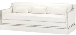 Casa Padrino Luxus Belle Epoche Sofa im Jugendstil Art Deco Design Creme Weiß Leinen 225 x 90 x 80 cm